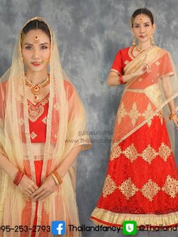 ชุดแฟนซีผู้หญิงสำหรับเช่า ชุดแขกอินเดียแฟนซี เช่าชุดภารตะผู้หญิง เช่าชุดส่าหรีแขกผู้หญิง เช่าชุดแขกหญิง ชุดแขกคังคุไบ ชุดเช่านานาชาติ ชุดแขกอินเดียผู้หญิงสีแดง-ทอง