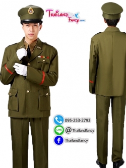 ชุดเช่าแฟนซีผู้ชาย ชุดเช่าทหารญี่ปุ่น ชุดนักรบชาย ชุดเครื่องแบบทหารโกโบริ ชุดทหารสงครามโลก ชุดเช่าทหารสีเขียวขี้ม้าทรงตรง