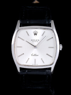 Rolex Cellini Sigma Cushion Dial หน้าปัดสีขาว หลักชั่วโมงทองคำขาว ตัวเรือนทองคำขาว18K หัวเข็มขัดแท้ นาฬิกาปี1971 ไขลาน ขนาด 31 mm