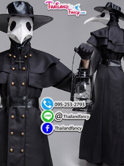 ชุดเช่าแฟนซีผู้ชาย ชุดเช่าอีกาดำ Plague Doctor ชุดผีซอมบี้ ชุดอีกาผู้ชาย Halloween Night Costume ชุดปีศาจอีกา ชุดเช่าหมออีกาดำ