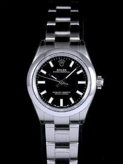 Rolex Oyster Perpetual Ref.276200 Black Stainless Steel หน้าปัดสีดำ สายเหล็กแท้ กล่องใบครบ นาฬิกาปี2025 Automatic ขนาด 28mm