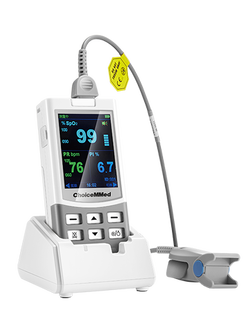 เครื่องวัดออกซิเจนปลายนิ้วแบบพกพา CHOICEMMED Handheld Pulse Oximeter รุ่น MD300M พร้อมแท่นชาร์จแบตเตอรี่ และถ่านชาร์จ