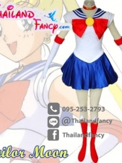 ชุดแฟนซี Cosplay Sailor Moon ชุดการ์ตูน ชุดเซเลอร์มูน น้ำเงินโบว์แดง พร้อมถุงมือ