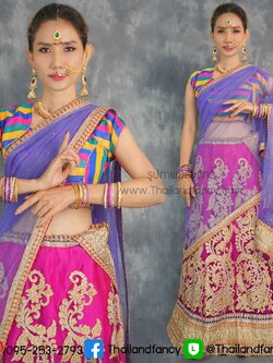 ชุดแฟนซีผู้หญิงสำหรับเช่า ชุดแขกอินเดียแฟนซี เช่าชุดภารตะผู้หญิง เช่าชุดส่าหรีแขกผู้หญิง เช่าชุดแขกหญิง ชุดแขกคังคุไบ ชุดเช่านานาชาติ ชุดแขกอินเดียผู้หญิงสีม่วง-ชมพูสด