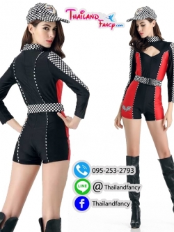 Pretty Motor Show Cosplay ชุดไบค์เกอร์สาว ชุดพริ้ตตี้ ชุดสาวมอเตอร์โชว์ ชุดเชียร์รถแข่ง ชุดคอสเพลย์รถแข่ง ชุดแฟนซีสาวนักแข่งเดรสกางเกง พร้อมหมวก