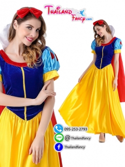 ชุดแฟนซี Snow White Cosplay ชุดการ์ตูนดิสนีย์ ชุดเจ้าหญิงสโนว์ไวท์ ชุดเดรสสโนว์ไวท์น้ำเงินเหลืองผ้ากำมะหยี่