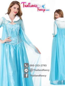 Frozen Cosplay ชุดแฟนซีการ์ตูน ชุดนิทานเจ้าหญิงน้ำแข็ง ชุดเจ้าหญิงเอลซ่า เรื่องโฟรเซ่น เดรสฟ้า+เสื้อคลุมปกขาว