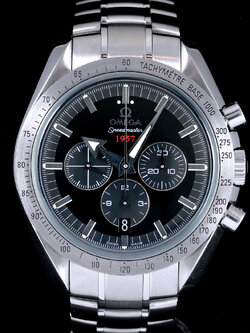 Omega Speedmaster Broad Arrow Co‑Axial Chronometer Chronograph Cal.3313 หน้าปัดสีดำ กระจกSapphire สายเหล็กแท้ หลังเปลือย กล่องใบครบ นาฬิกาปี2006 Automatic ขนาด 42 mm