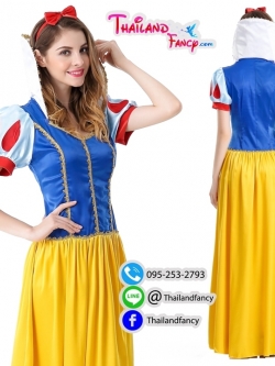 ชุดแฟนซีผู้หญิง Snow White Costume ชุดเจ้าหญิงสโนว์ไวท์ ชุดคอสเพลย์ดิสนีย์ ชุดเดรสสโนว์ไวท์น้ำเงินเหลืองผ้ามันเงา ชุดปาตี้ปีใหม่ ปาตี้ต้อนรับปีใหม่