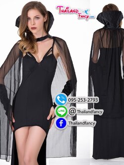 ชุดแฟนซีปีศาจสาว ชุดฮาโลวีน Witch Cosplay ชุดจอมเวทย์ ชุดผีซอมบี้ผู้หญิง ชุดสาวแวมไพร์ ชุดราชินีแวมไพร์แนวเซ็กซี่เข้ารูปหน้าสั้นหลังยาว