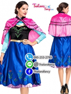ชุดแฟนซีผู้หญิงสำหรับเช่า ชุดเจ้าหญิงดิสนีย์ ชุดการ์ตูนโฟรเซ่น ชุดน้องสาวเอลซ่า ชุดเจ้าหญิงอันนา Anna Frozen Cosplay ชุดอันนาคอสเพลย์รุ่น3ส่วนผ้าคลุมชมพู