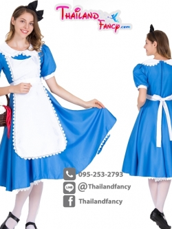ชุดแฟนซีอลิซ ชุดคอสเพลย์อลิซ Cosplay Alice in Wonderland ชุดเมด Maid ชุดแม่บ้าน ชุดสาวใช้ ชุดอลิซอินวันเดอร์แลนด์ เดรสอลิซสีฟ้าสดใสผ้ากันเปื้อนสีขาว