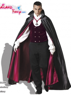 ชุดเช่าแฟนซีผู้ชาย ชุดท่านเค้าแดร็กคูล่า ชุดแวมไพร์ Halloween Night Party ชุดแวมไพร์ทไวไลท์เสื้อกี๊กแดงกำมะหยี่