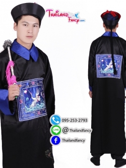 ชุดเช่าแฟนซีผู้ชาย เช่าชุดขันทีจีน ชุดผีดิบจีน ชุดผีดิบกองกอย ชุดผีจีนโบราณ ชุดราชสำนักจีน ชุดเช่าแฟนซีขันทีสีดำขอบน้ำเงิน