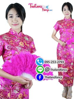 ชุดเช่าแฟนซีผู้หญิง ชุดกี่เพ้าจีน ชุดแฟนซีกี่เพ้าจีน ชุดตรุษจีนผู้หญิง ชุดปาร์ตี้จีน ชุดเช่ากี่เพ้าสีชมพูบานเย็นกระดุมจีน และอีกหลายสี