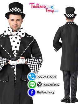 ชุดเช่าแฟนซีผู้ชาย Mad Hatter Costume in Wonderland ชุดแมตแฮตเตอร์ ชุดคอสเพลย์การ์ตูนผู้ชาย ชุดภาพยนต์ฝรั่ง ชุดแมทแฮทเทอร์ในแดงมหัศจรรย์