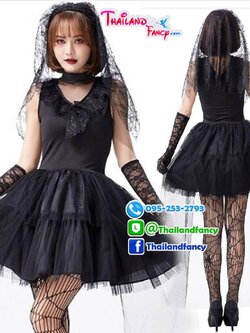 ชุดแฟนซีผีเจ้าสาวผู้หญิง ชุดคอสเพลย์ซอมบี้ ชุดเจ้าสาวผี Halloween Party ชุดปีศาจสาว ชุดฮาโลวีน ชุดเจ้าสาวผีสีดำ