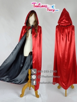 ชุดคลุมพ่อมด เสื้อคลุมฮาโลวีน ชุดแฟนซีผี ชุดคลุมฮู้ดปีศาจ Cosplay Wizard ผ้าคลุมหนูน้อยหมวกแดง ผ้าคลุมฮู้ด 2 ด้าน ดำแดง