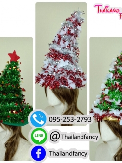 อุปกรณ์คริสต์มาส อุปกรณ์แฟนซี หมวกแฟนซี หมวกปาร์ตี้ปีใหม่ หมวกแซนตี้ หมวกซานตาครอส หมวกคริสต์มาสขนวิ๊งค์ 3 แบบ