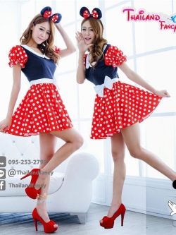 ชุดคอสเพลย์มินนี่เมาส์ ชุดมิกกี้เมาส์ผู้หญิง ชุดแฟนซีมินนี่เมาส์ Minnie Mouse Costume ชุดการ์ตูน ชุดหนูมินนี่เมาส์เดรสกระโปรงลายจุด