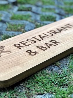 ป้ายไม้สัก ป้ายบอกทาง ยิงเลเซอร์